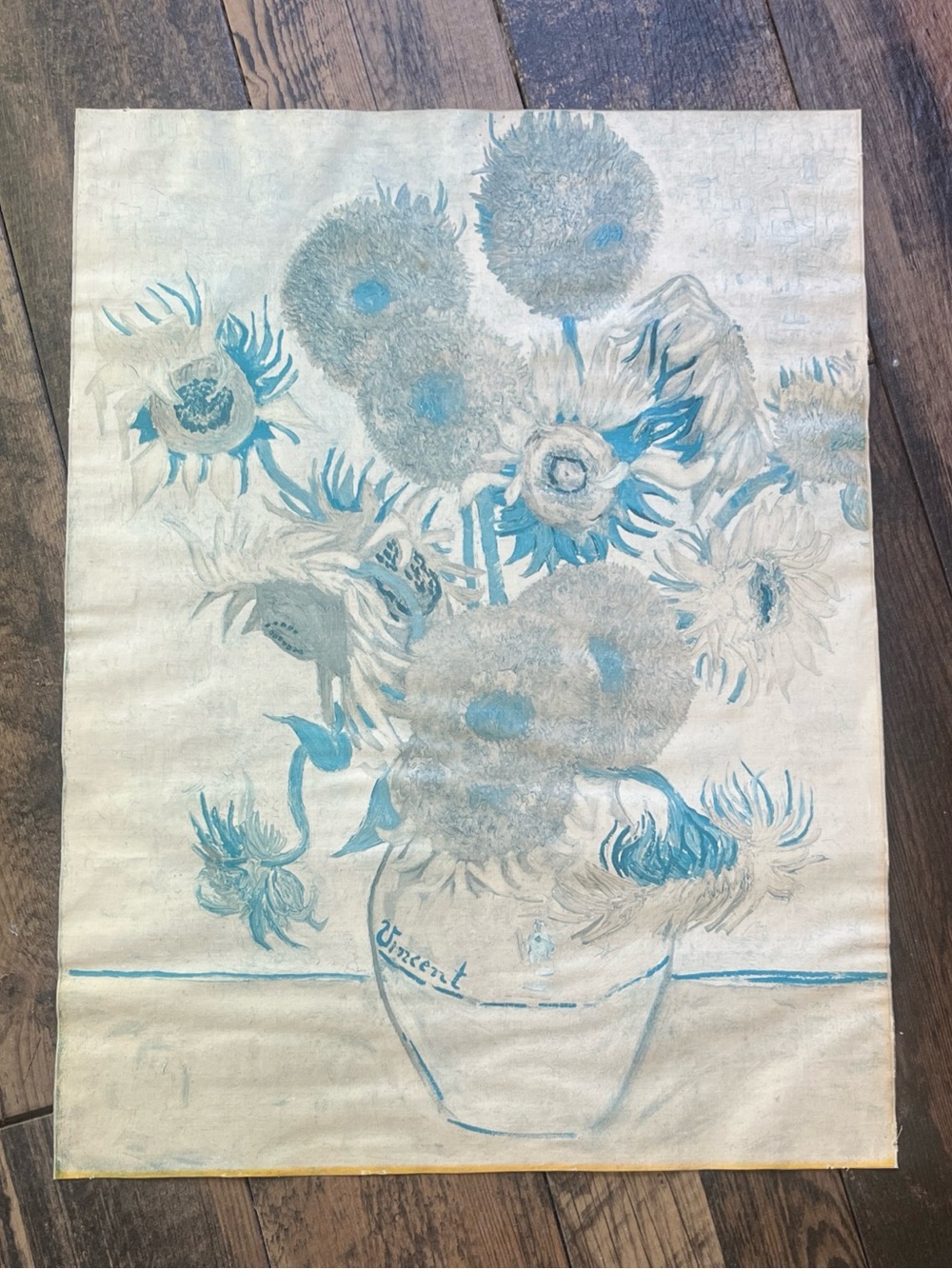 Vintage 70’s Vincent Van Gogh Flowers On Canvas 18x24”